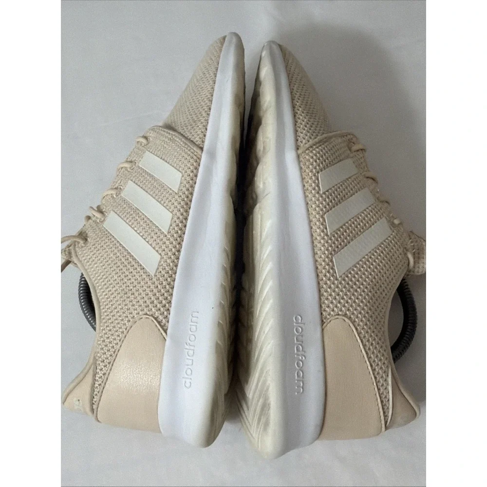 Adidas Womens EE8085 Ivory Cloudfoam QT Racer Sneakers 12 Running Shoes Gym Shoe